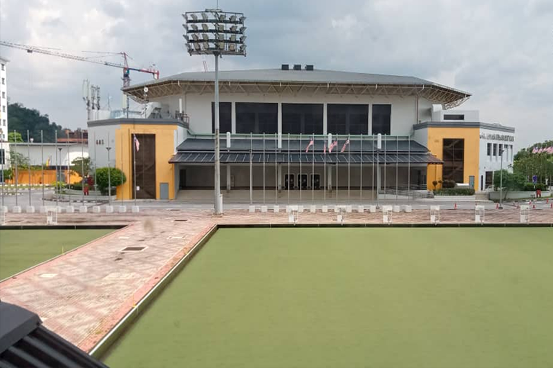 Covered and uncovered National Field Bowling Center